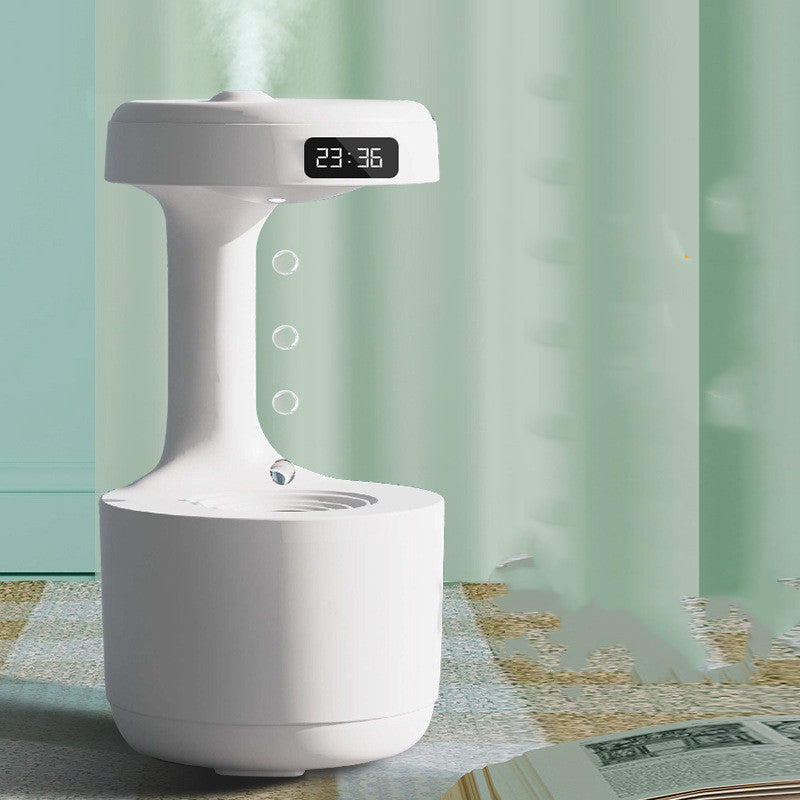 Anti-Gravity Humidifier with Clock – Water Drop Backflow Aroma Diffuser & Cool Mist Air Humidifier